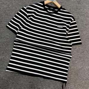 Men’s Textured Horizontal Striped T-Shirt – Pitch Black & Crisp White