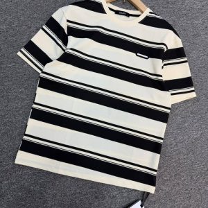 Men’s Textured Horizontal Striped T-Shirt – Classic Monochrome (Black & Off-White)
